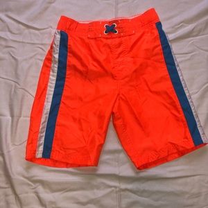 Orange blue and white swim trunks for boys